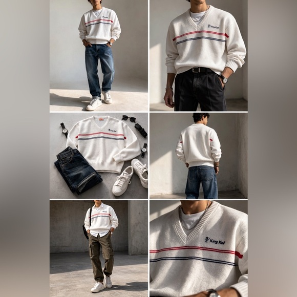 Other - Vintage V-neck From The King Kod Brand with Red and Blue Stripes Size Medium